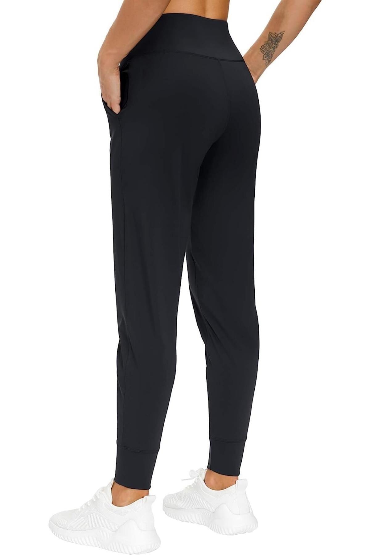 GHASSY CO .Kadın Yüksek Bel Yoga Koşu Egzersiz Joggers Hafif Eşofman Altı görsel 5