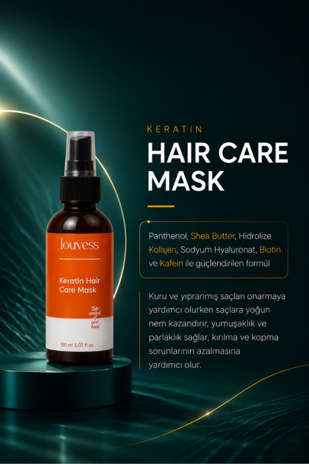 Keratin Saç Bakım Maskesi (Argan Yağı - Shea Butter - Kafein - 150 ML) — KRTSBM1 — تصویر 2 از 3