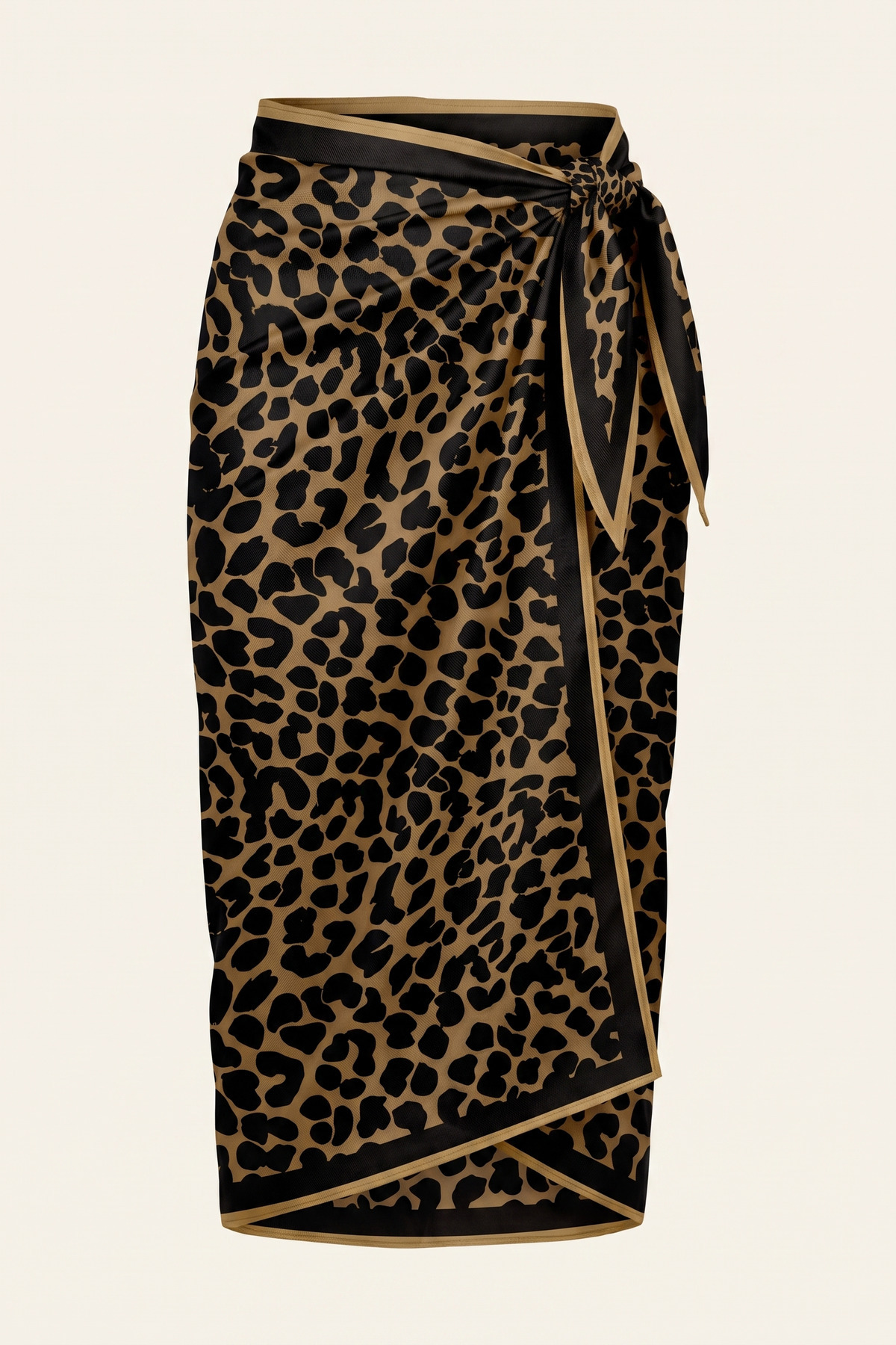 Black Leopard Patterned Beach Beach Pareo - Shiny Fabric without Interior - 75x155 cm