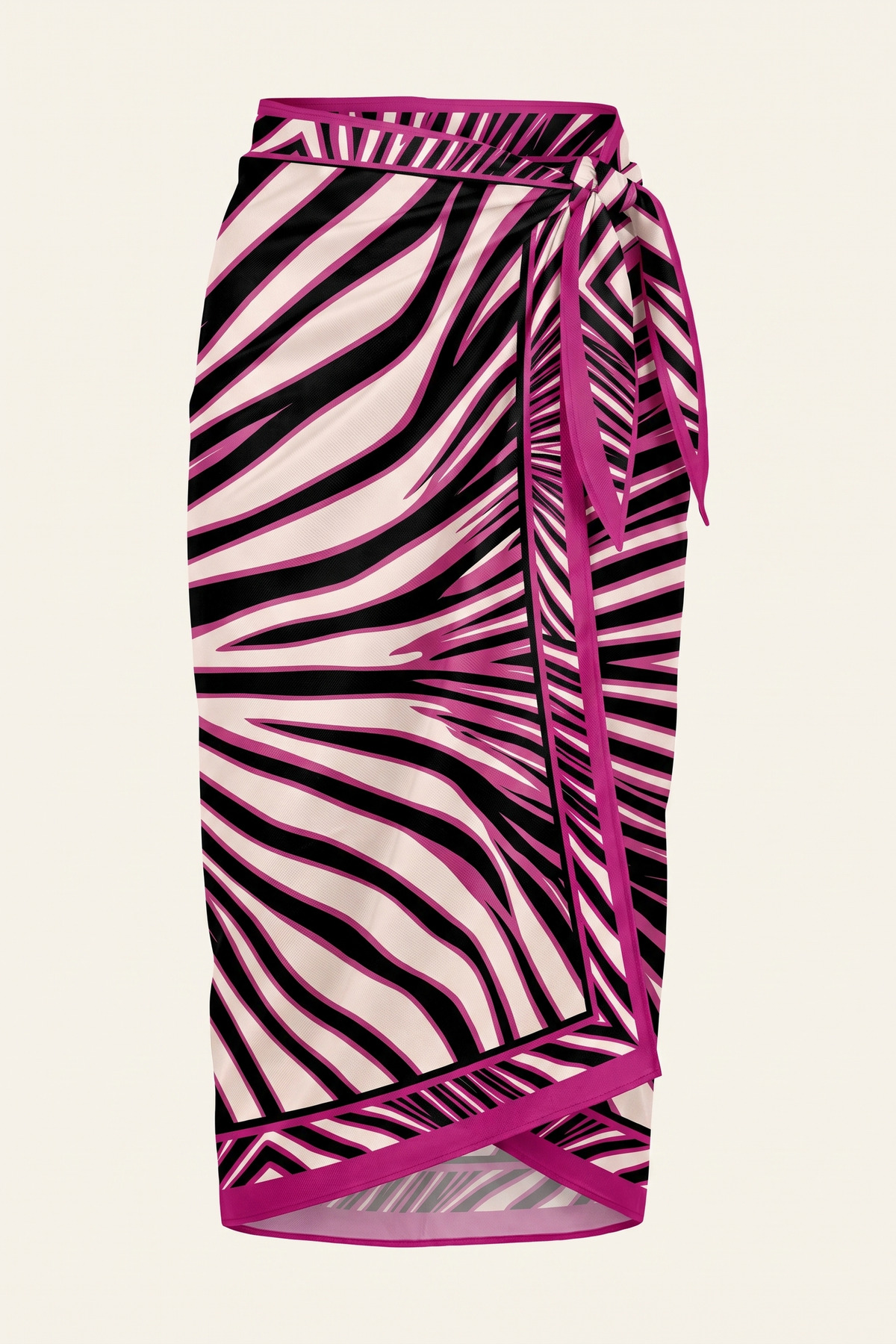 Magenta Zebra Patterned Beach Beach Pareo - Shiny Fabric without Interior - 75x155 cm