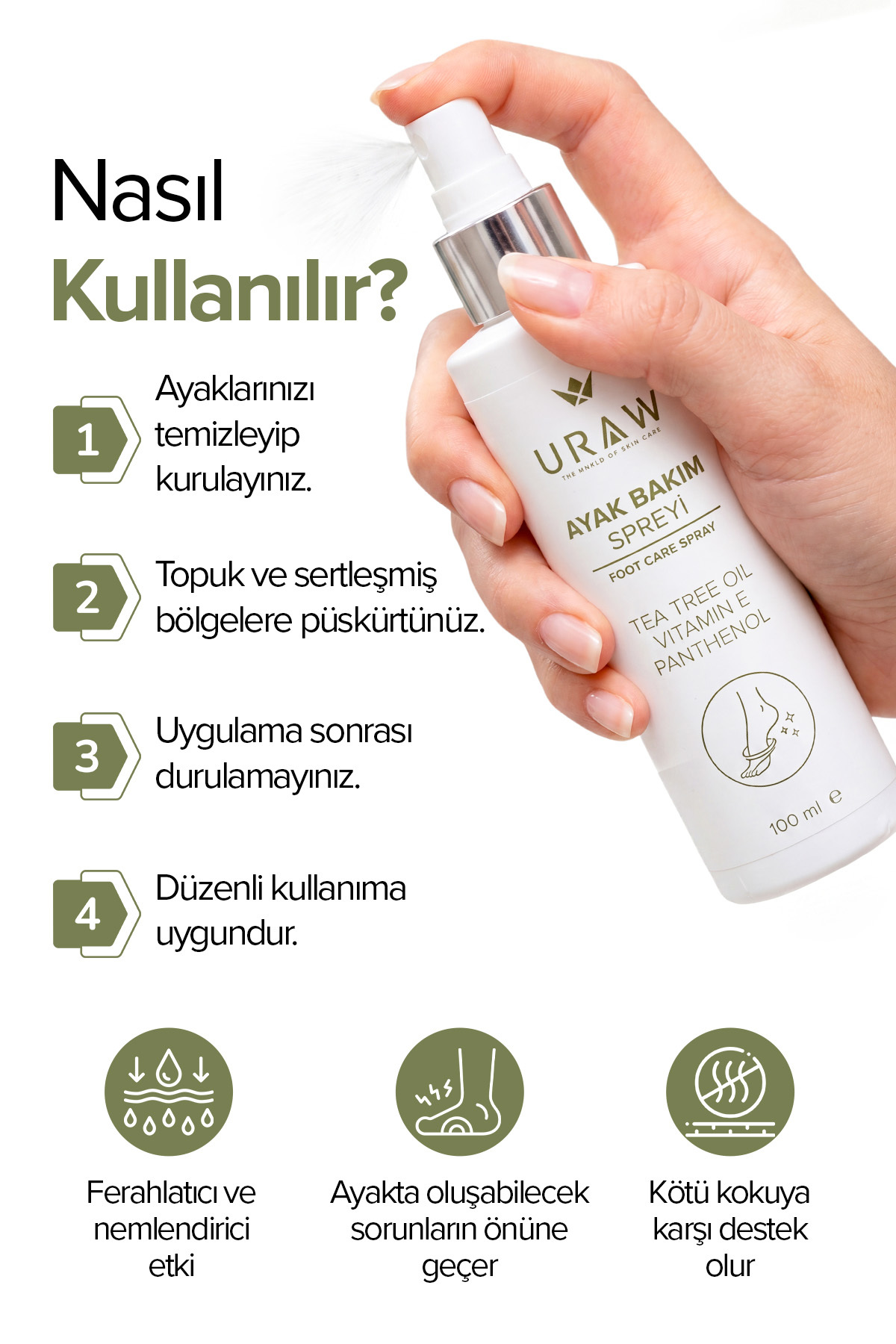 Ferahlık & Koku Kontrolü | Ayak Bakım Spreyi 100 ml — URW78 — تصویر 6 از 6