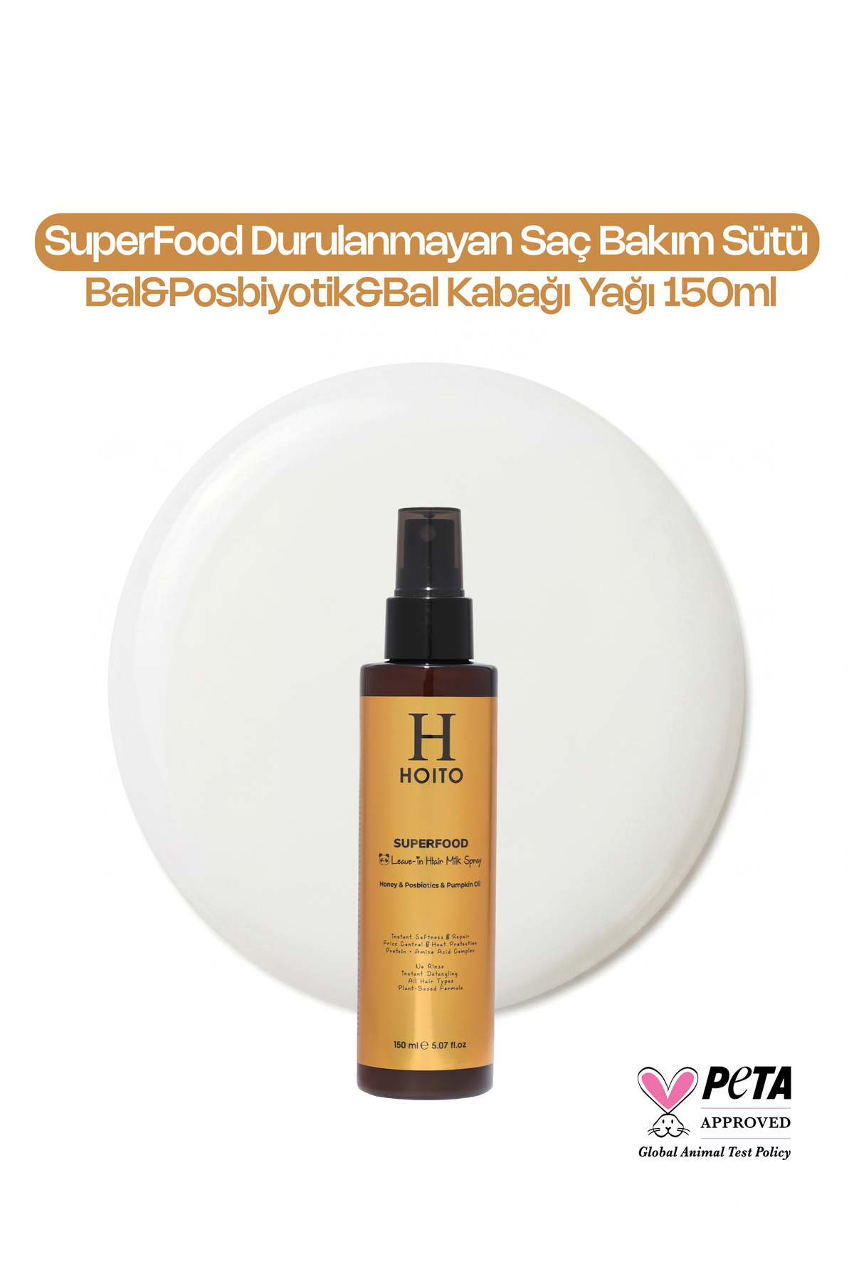 Hoito SuperFood Durulanmayan Saç Bakım Sütü - Bal, Postbiyotik & Bal Kabağı Yağı (150 ml) — H10040