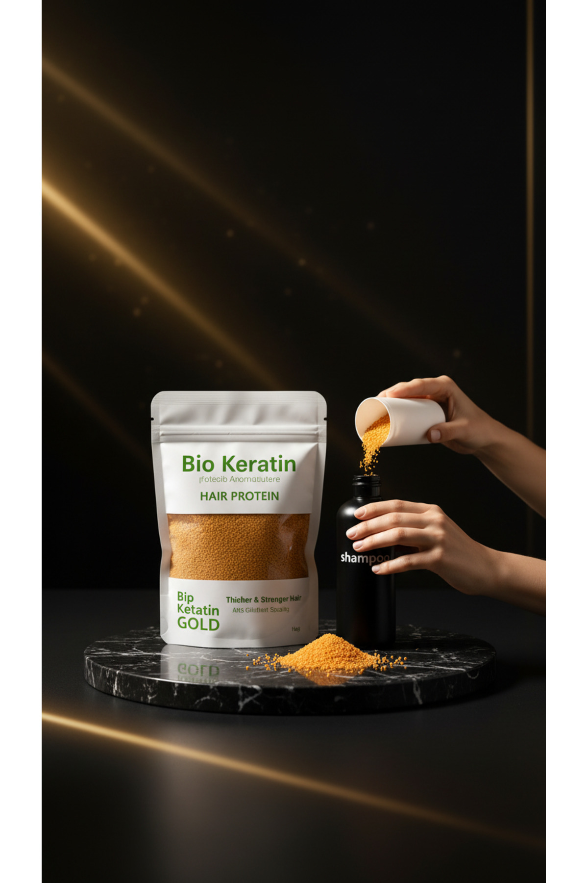 Bio Keratin Gold Profesyonel Saç Bakım Proteini 50 gr - Yıpranma Karşıtı Bağ Koruyucu, Oryal ve Boya İçi Granül Protein Tozu 722447 — 7430000722447 — تصویر 7 از 7