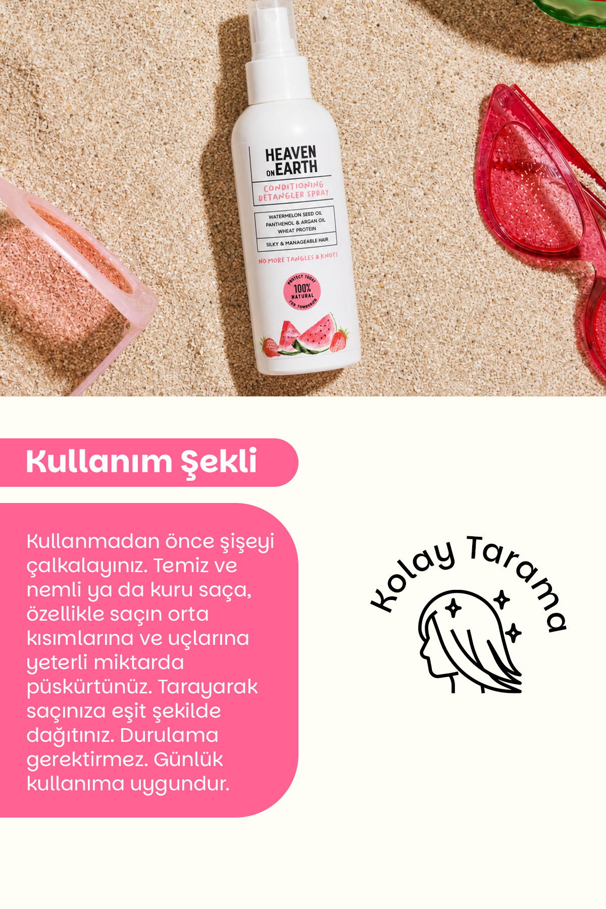 %100 Doğal ve Organik Içerikli Kolay Saç Tarama Spreyi-150 ml — 8683148624288 — تصویر 8 از 9