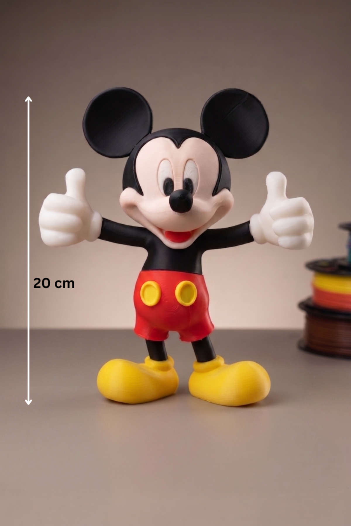3D Baskı Sevimli Fare Figürü Dekoratif Biblo Çizgi Film Karakteri 20 cm