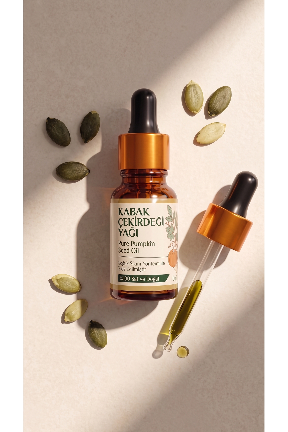 Kabak Çekirdeği Yağı 10 ml / Soğuk Sıkım / %100 Saf Ve Doğal / Pumpkin Seeds Oil — A1-Kabak-Cekirdeği-yag-10 — تصویر 5 از 8