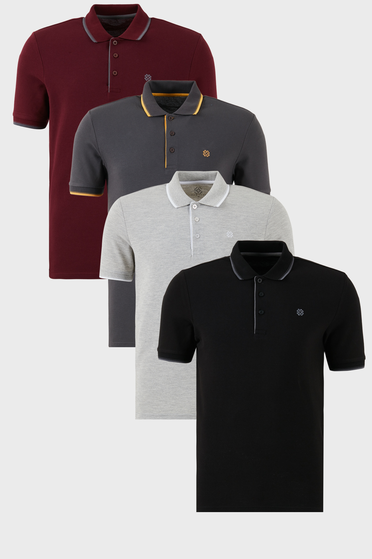 Buratti Cotton Regular Fit Stripe Detailed Buttoned Polo Collar 4-Pack T-Shirt Men's t Shirt 5902118