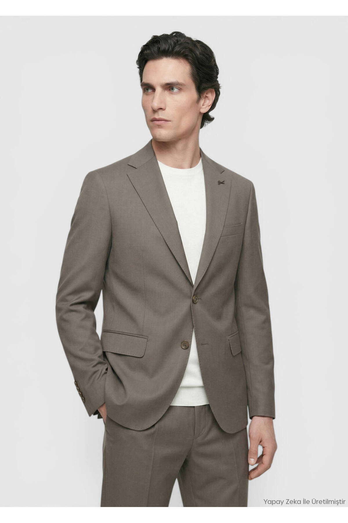 Mink Plain Zeroweight Slim Fit Wool Blend Suit — رنگارنگ 165283 — تصویر 3 از 7