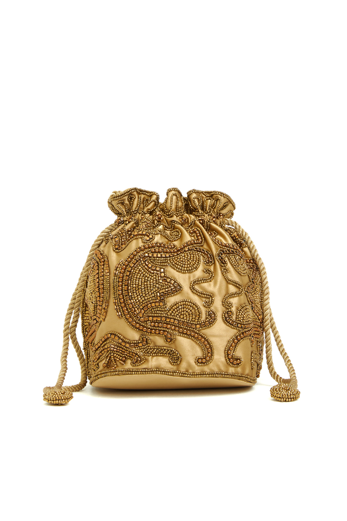 Network Bronz Boncuk İşlemeli Kadın Kese Clutch