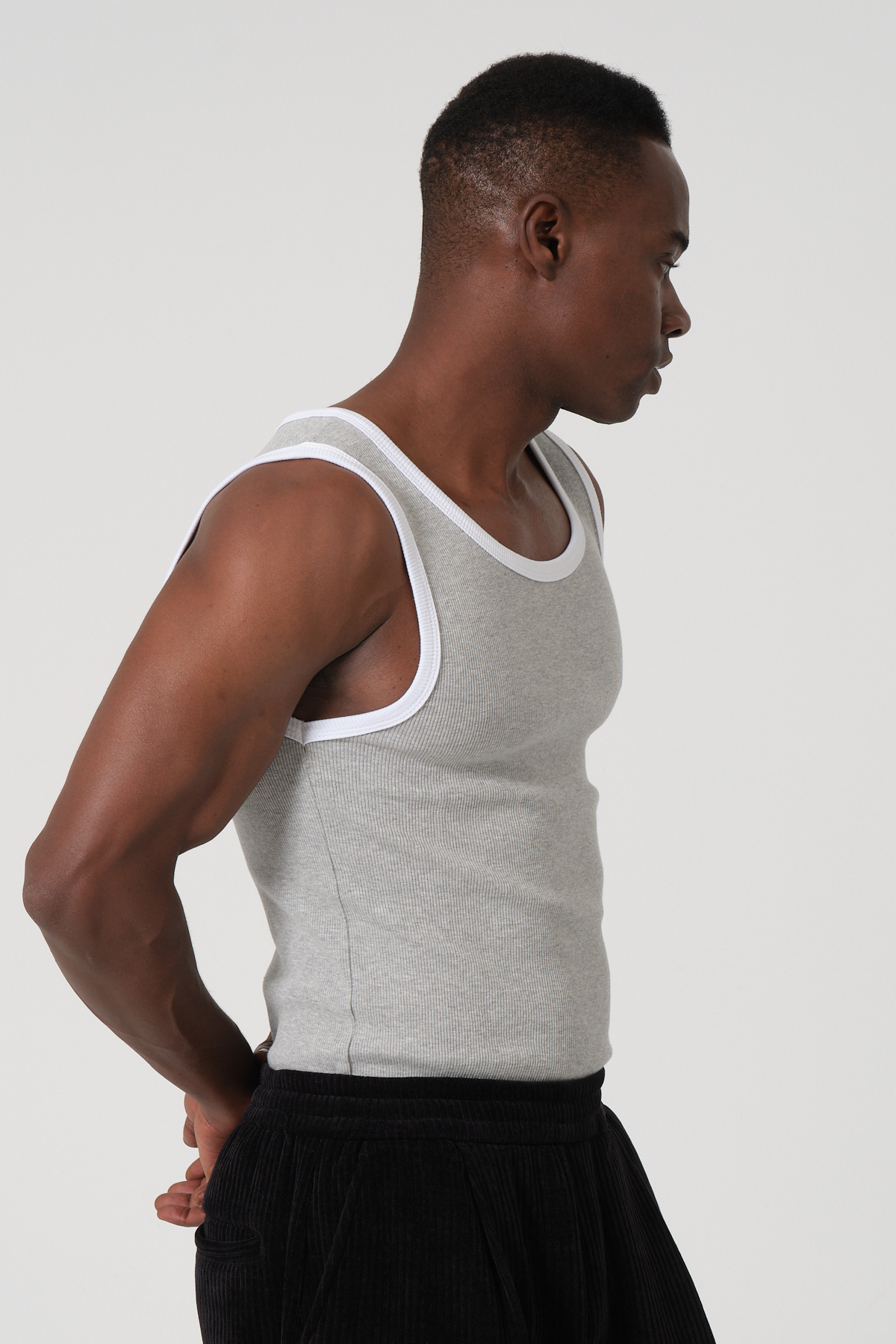 gamaro Erkek Halter Yaka penye kaşkorse fitted kalıp sporcu Likralı Atlet görsel 2