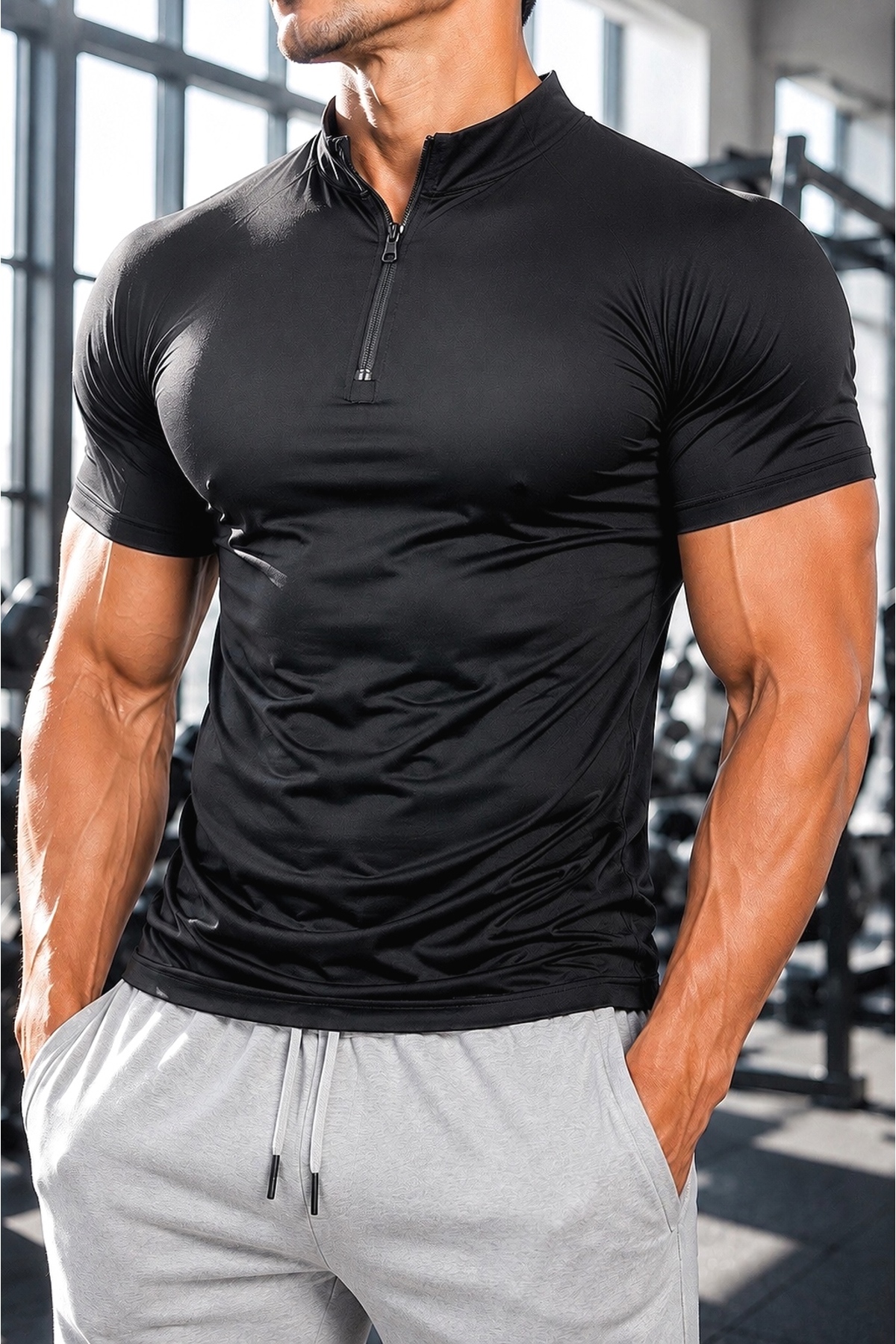 Sapeur Men's Premium Half-Zip T-Shirt - Ultra-Stretchy and Breathable