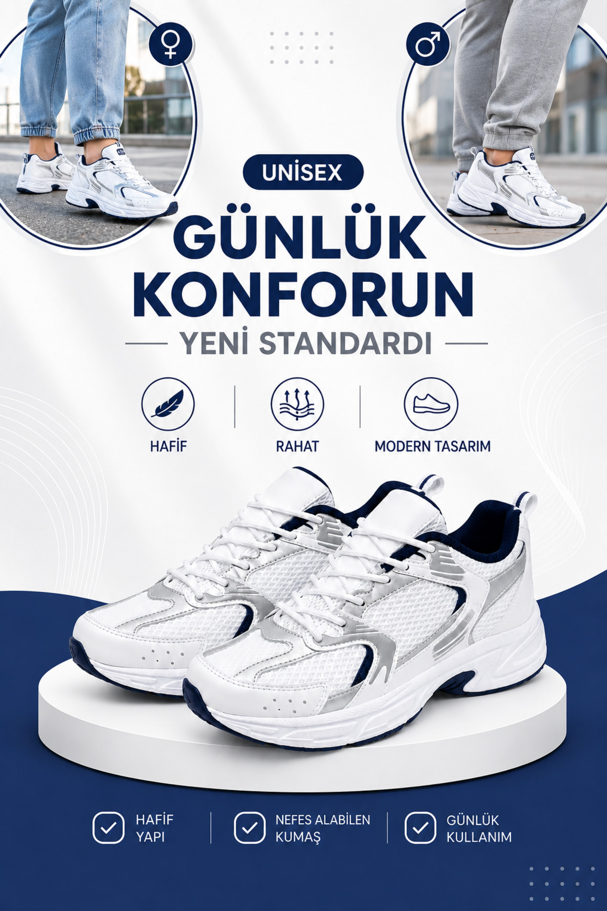 ayakkabıhavuzu 530 Beyaz Lacivert Spor Ayakkabı görsel 2