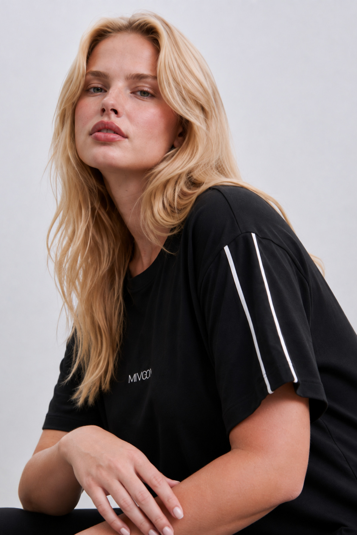 Mivoon Oşho Modal Kumaş Kısa Kollu Çift Biye Detaylı Alt Üst Takım 2XL-6XL görsel 3