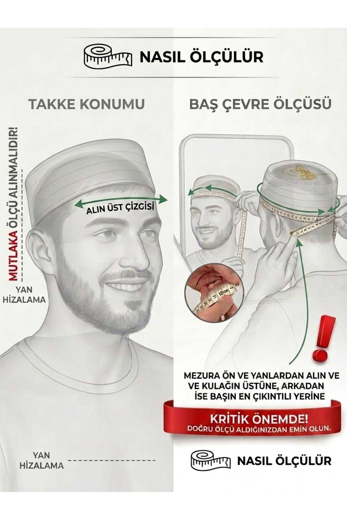 Tahir Tuğralı Nakışlı Kalıp Namaz Takkesi görsel 2