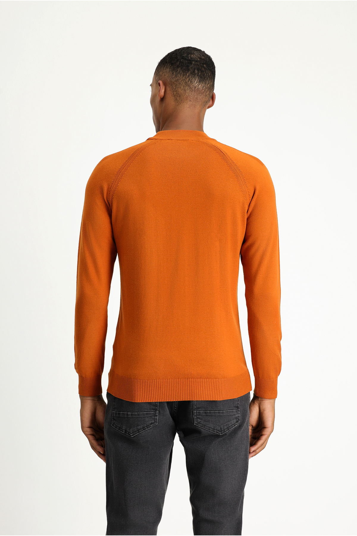 Yarım Balıkçı Yaka Slim Fit Dar Kesim Pamuklu Triko Kazak — نارنجی KK24DDH0DS007 — تصویر 4 از 6