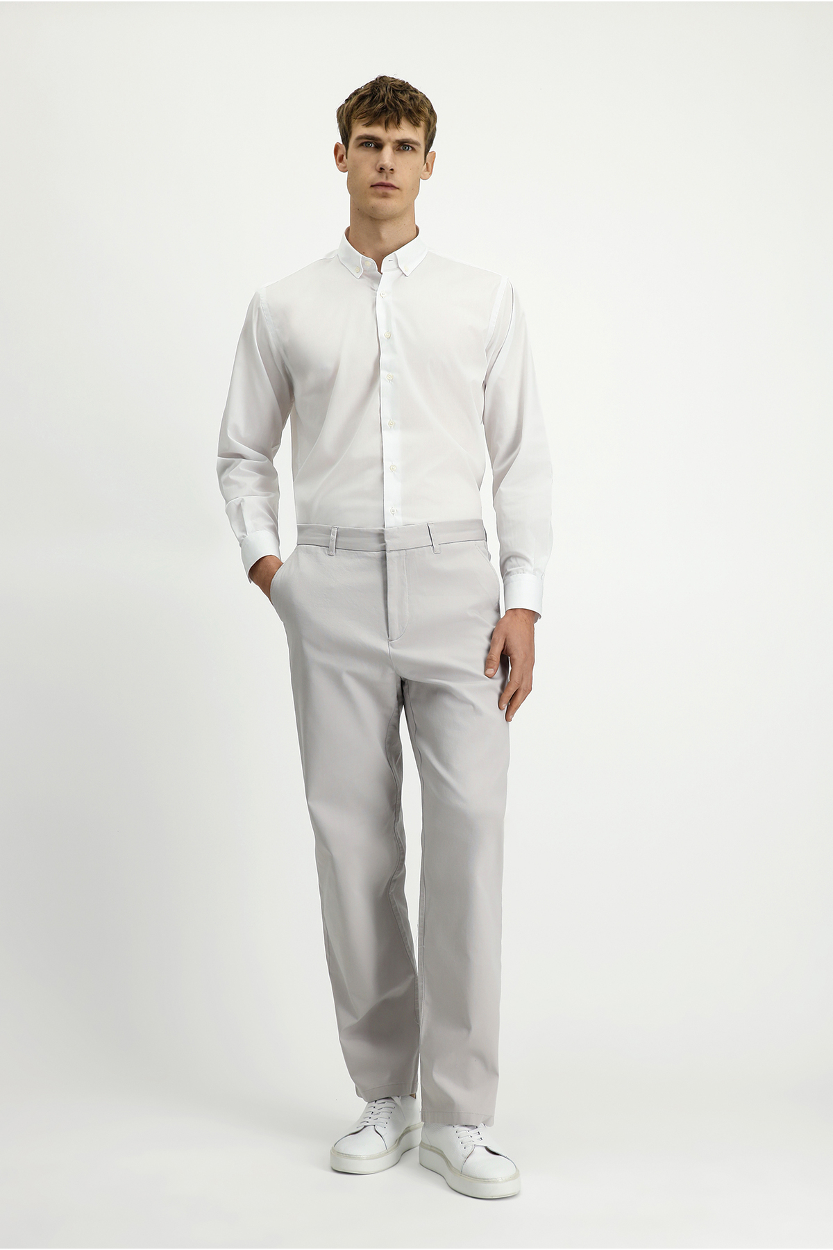 Kiğılı Regular Fit Standart Kesim Likralı Kanvas / Chino Pantolon — خاکستری KY2532D0AR001