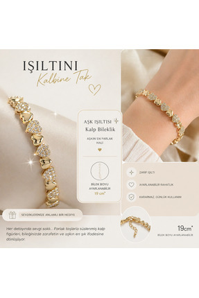 ADELYA CONCEPT Kalpli Büyüklü Küçüklü Işıltılı Bileklik Kuyumcu İşi 14k Altın...