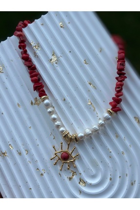 MONVEJEWELS Doğal Taş & İnci Göz Figürlü Kolye