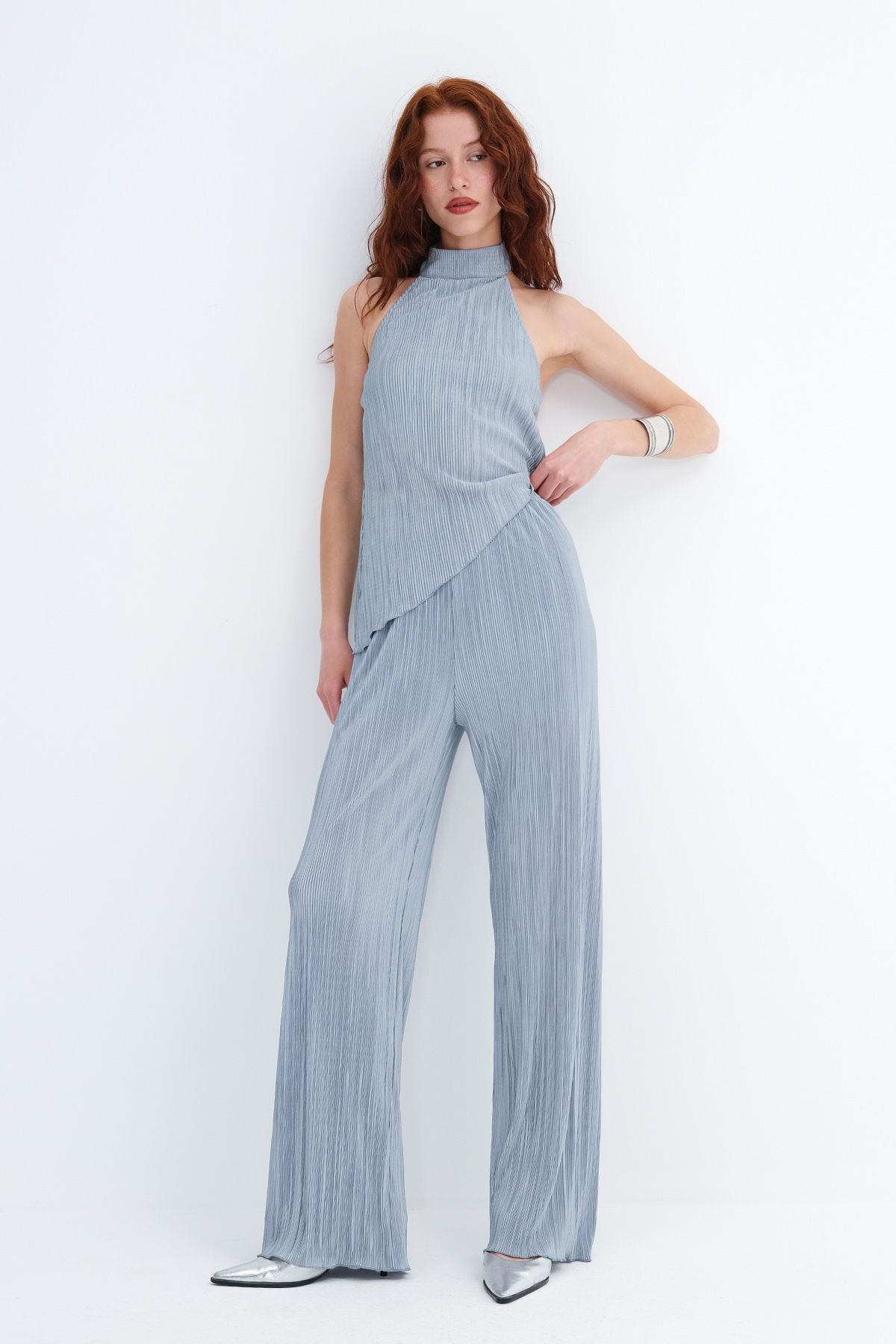 Addax Piliseli Wide Leg Pants Pn01470- Trendyol