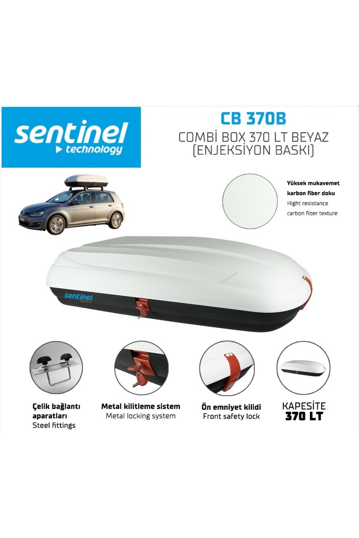 Kml34tuning55 Beyaz Renk 370 lt sentinel port bagaj tabut bagaj