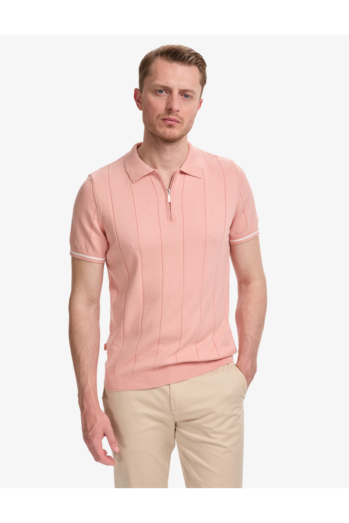 Pierre Cardin Salmon Slim Fit Polo Collar Knitwear T-Shirt 50320821-Vr047