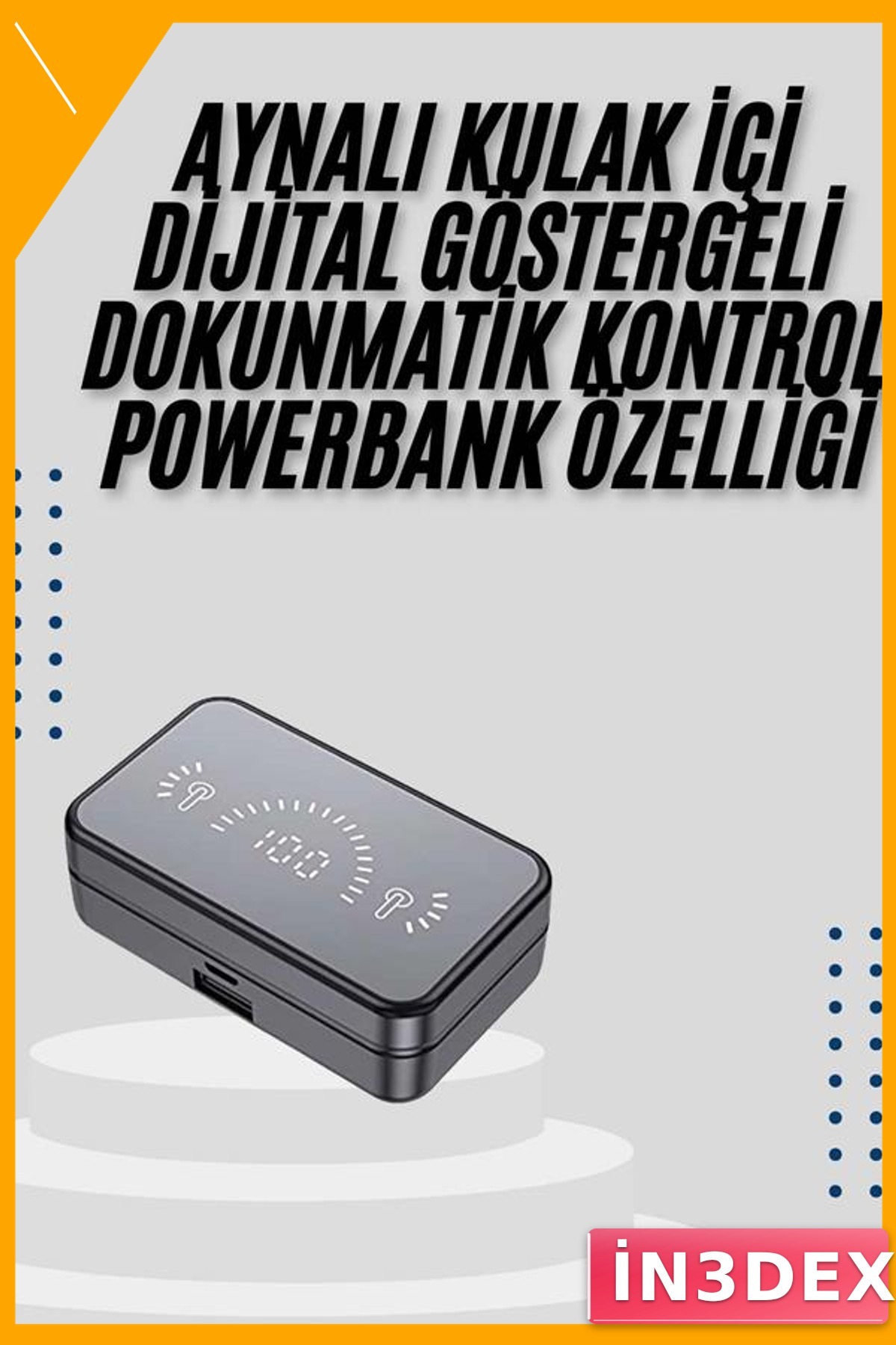 Kablosuz Kulaklık Powerbank Şarj Kutusu 2000mAh IPX5 Su Geçirmez