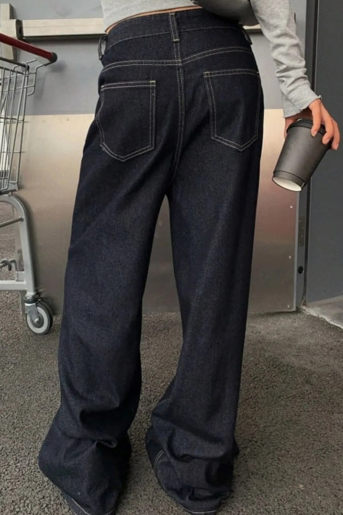 Genel Markalar Lacivert - Baggy Kot Pantolon görsel 4
