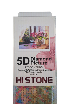 histone 5D Elmas Taş İşleme Kiti 20x30 cm Camdaki Çiçekler Desen