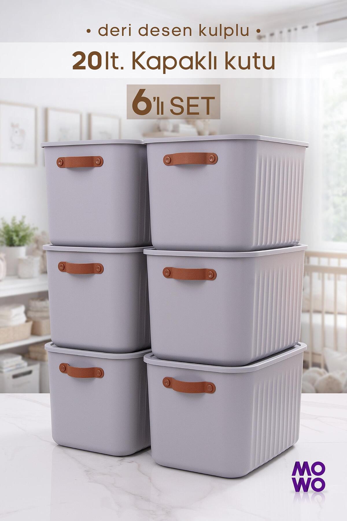 BigBox 20 Lt 6 Pcs Grey Cabinet Organizer Storage Box Basket Organizer Toy Box