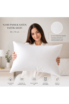 HOMEPLUS GOLD COLLECTİON pamuk saten yastık kılıfı 50x70cm sık dokuma denizli...