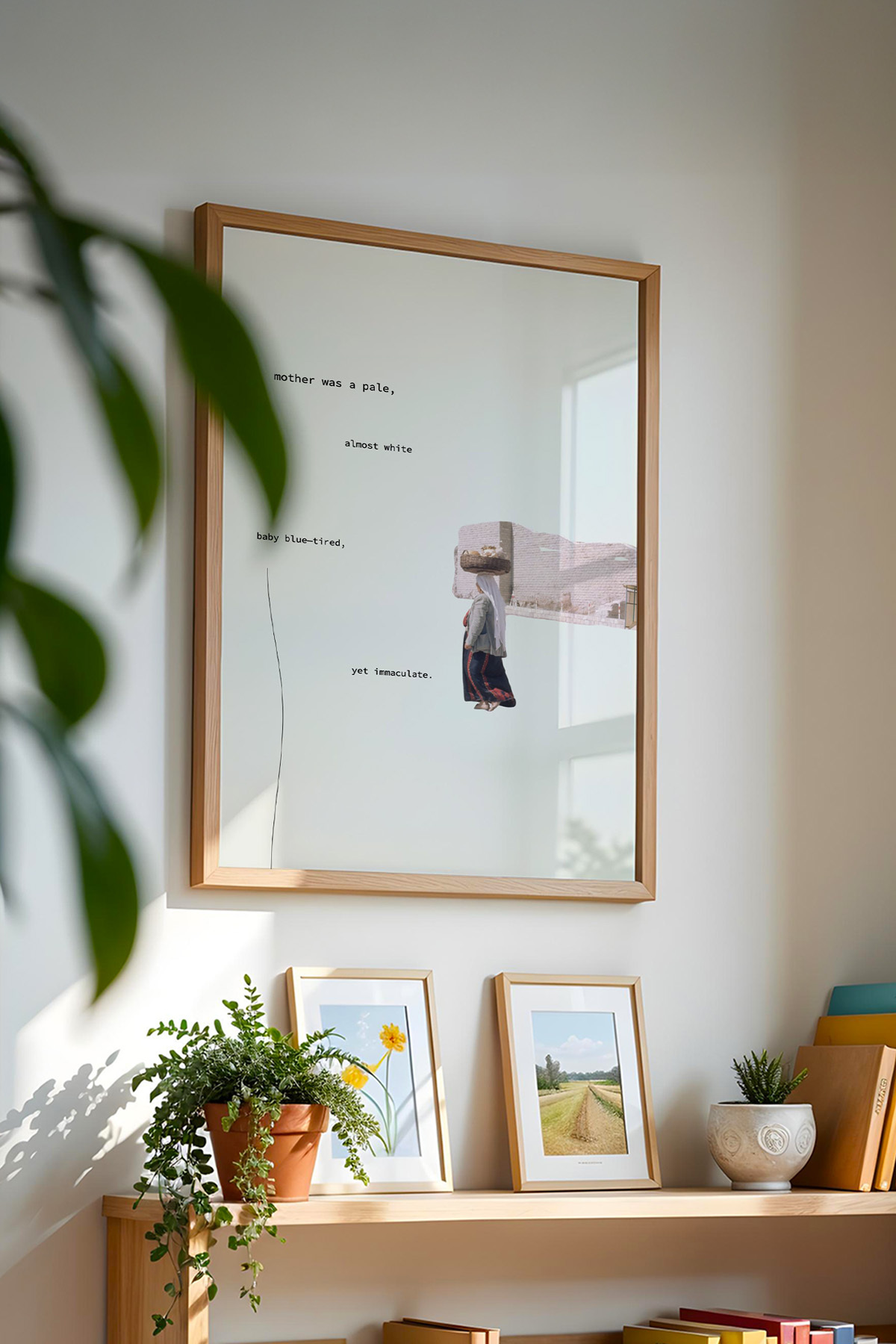 Anne Temalı Minimal Kolaj Tablo Poster Modern Sanat Duvar Dekoru Çerçevesiz