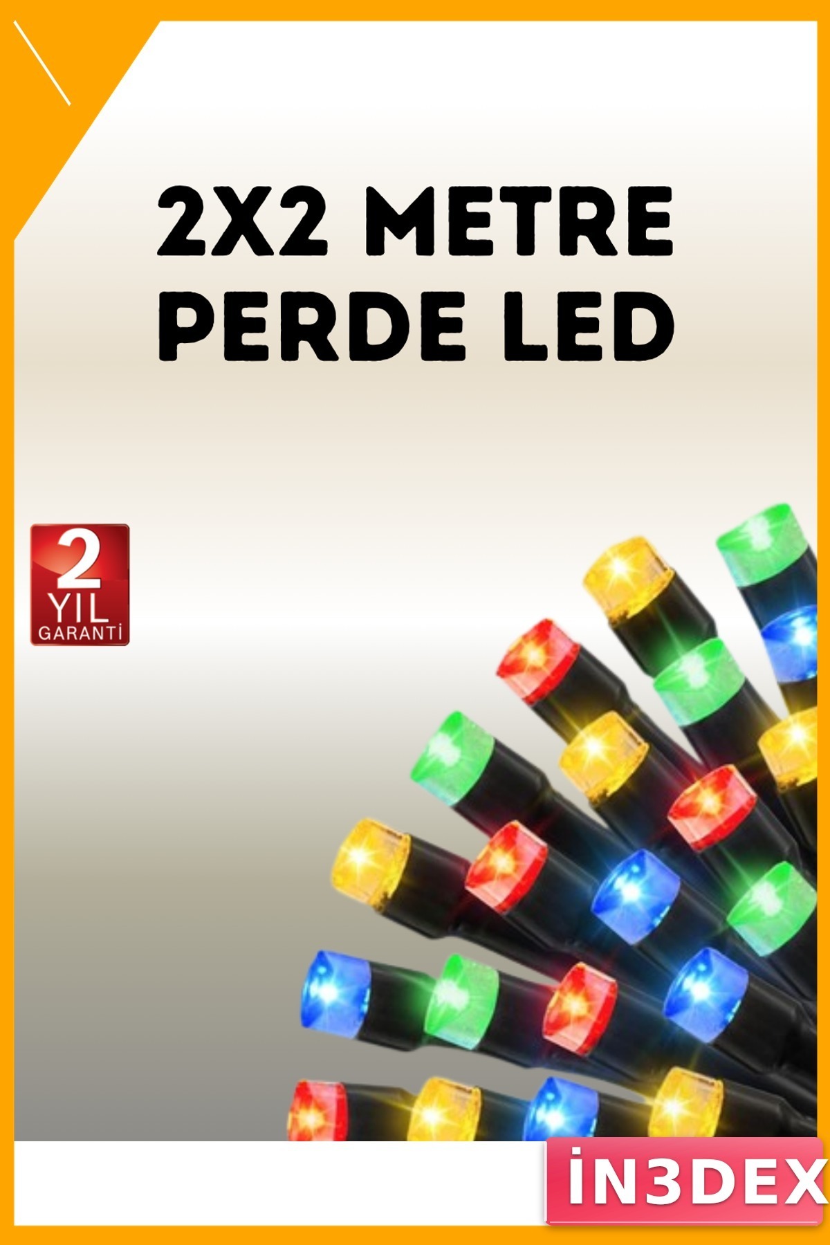 2x2 Metre Perde LED Işık Pil Çalışan Su Geçirmez Açık Hava