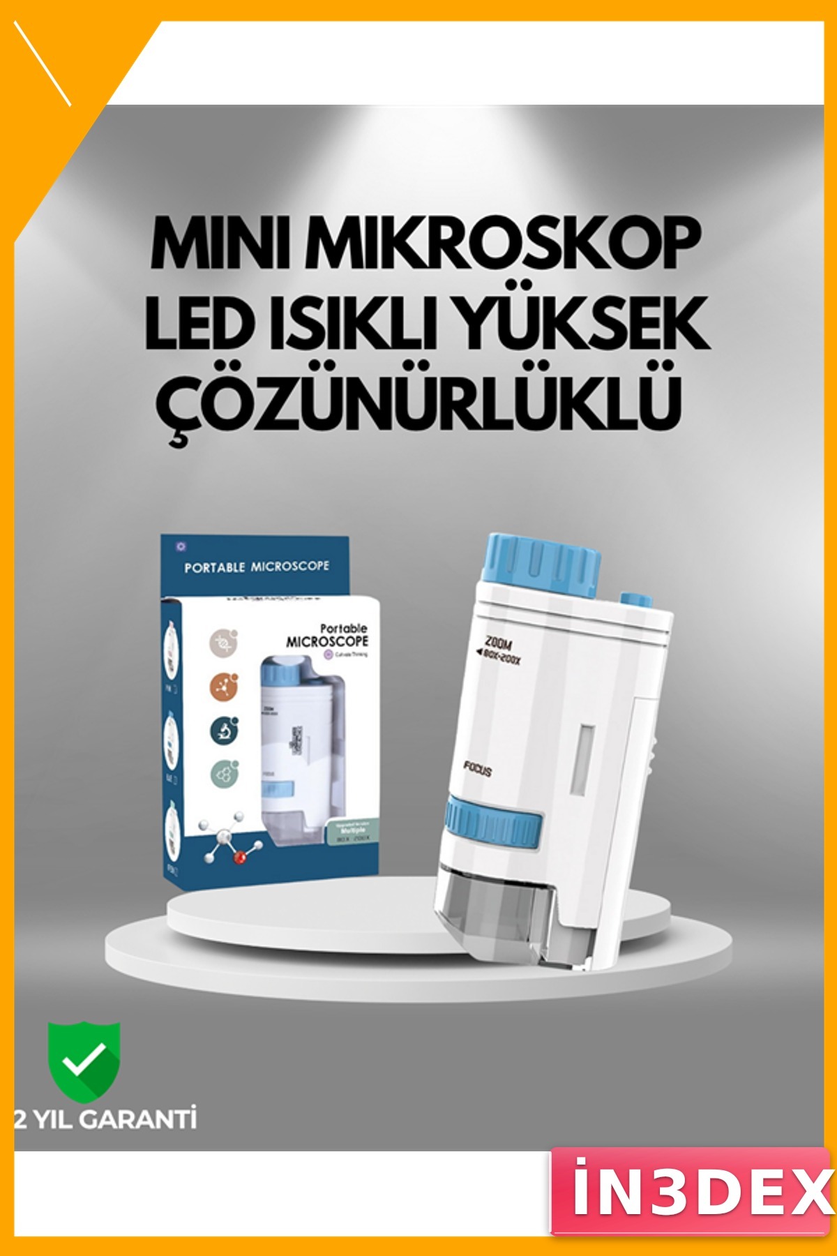 Çocuk Mikroskobu 80X-200X Büyütme LED Işıklı Mavi