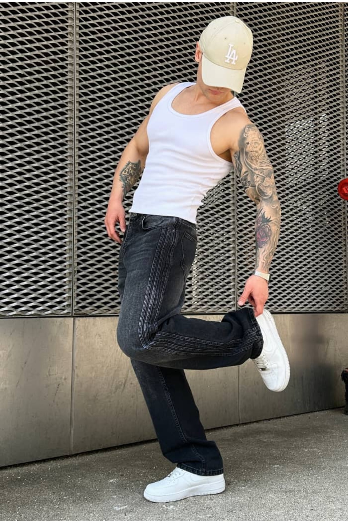 Şerit Detaylı Premium Baggy Pantolon — رنگارنگ RPŞRTDTY — تصویر 4 از 5