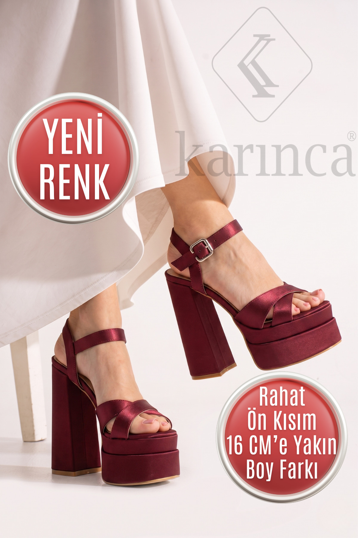 Kına Ayakkabısı, Kına GEcesi Ayakkabısı 16 cm Yüksek Topuklu Bordo Abiye Ayakkabı
