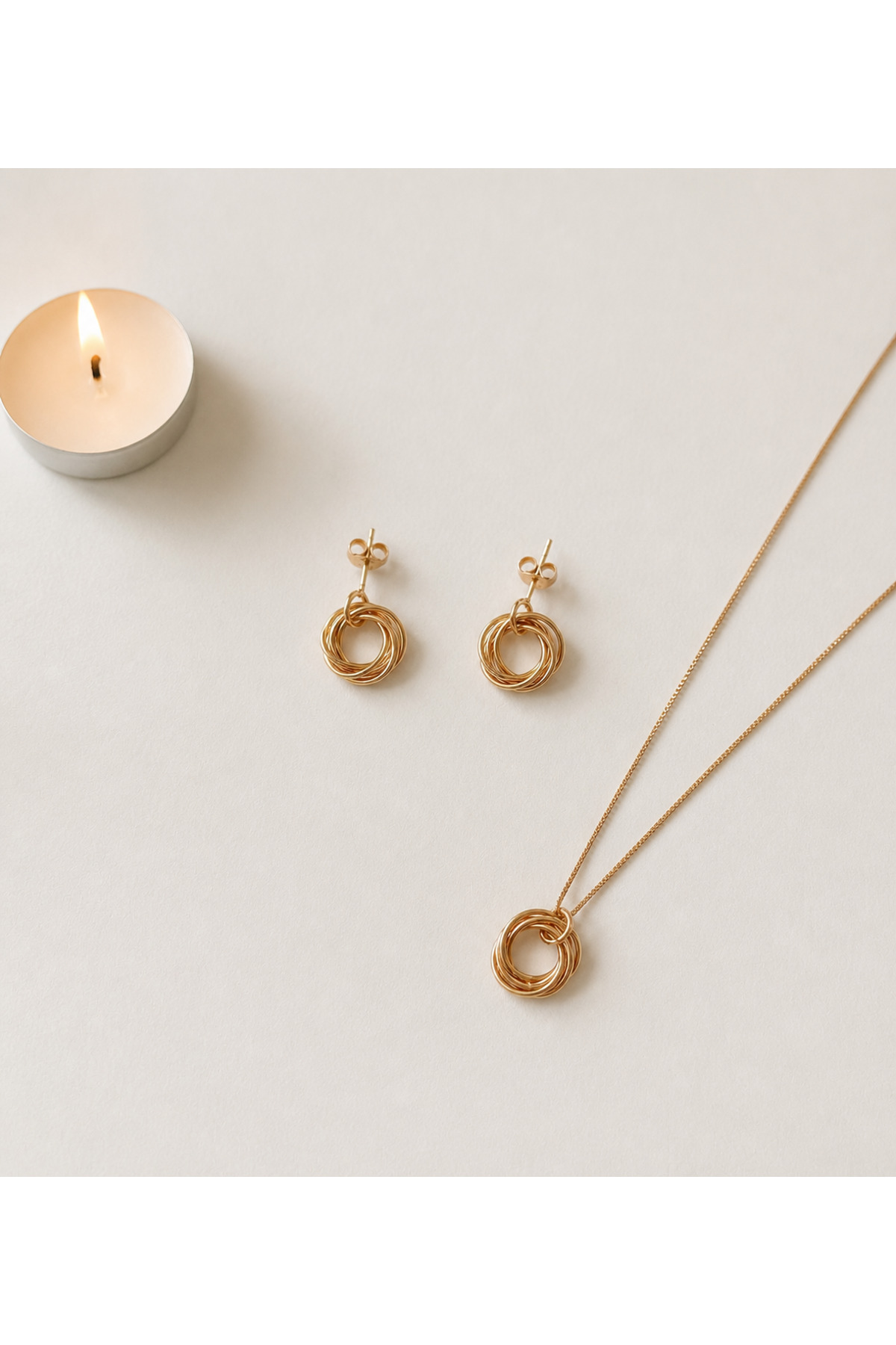 Bronz 925 Ayar Kolye / Küpe 2'li Set