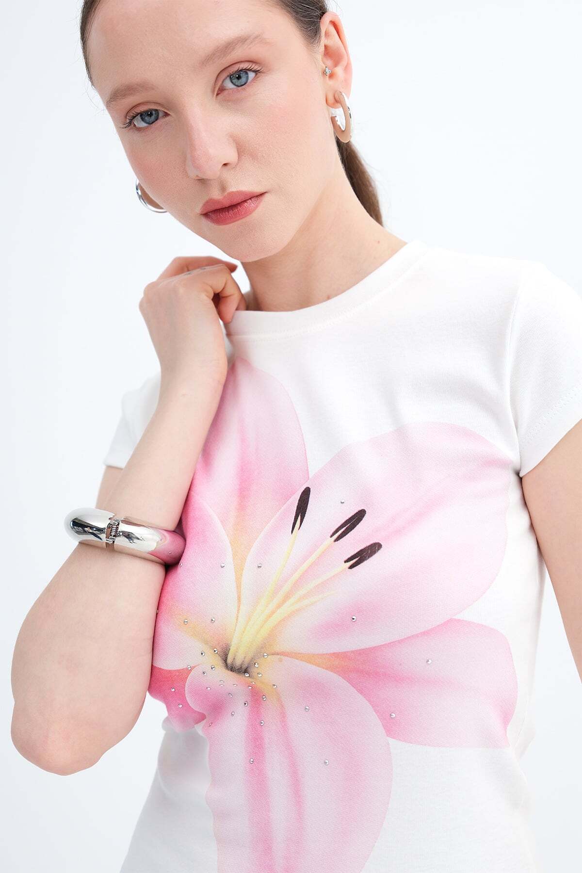 Addax Floral Printed T-Shirt P10722
