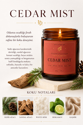 Decevorine Cedar Mist Premium Mum – Derin & Sofistike Seri 210 Gr
