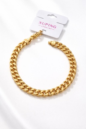 XUPING JEWELRY Xuping Çelik Üzeri Altın Kaplama Gurmet Zincir Klasik Bileklik