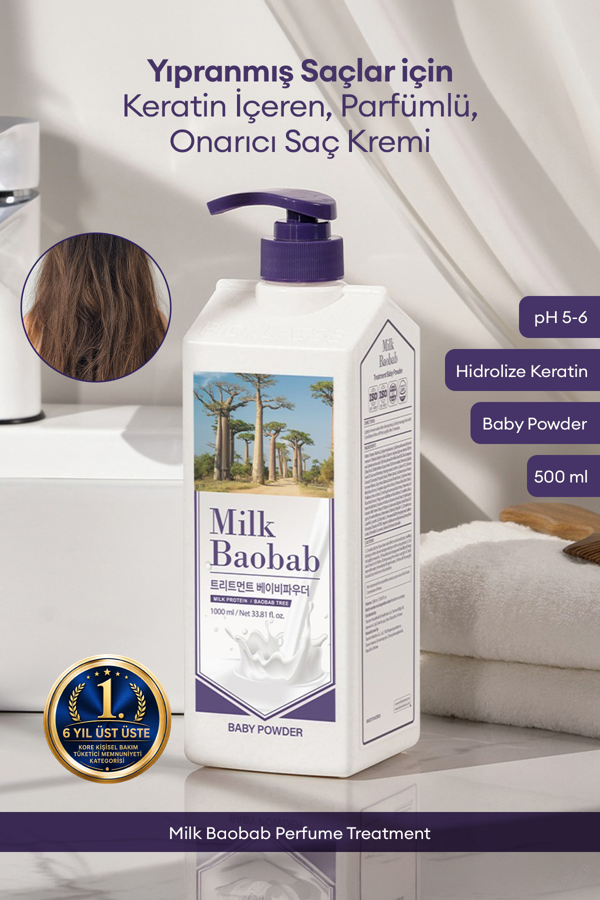 Milk Baobab Yıpranmış Saçı Onaran Parfümlü Keratinli Saç Kremi Perfume Treatment (Baby Powder) — 9449