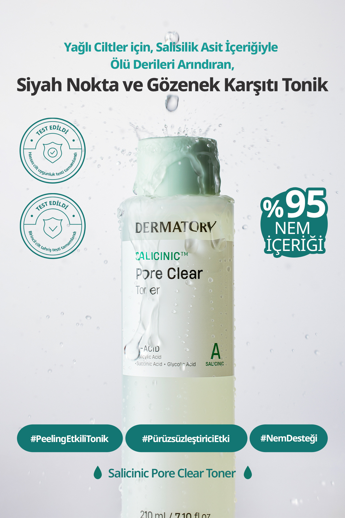 DERMATORY SalisilikAsit İçeren Fazla Yağı Arındıran Gözenek Karşıtı Tonik Salicinic Pore Clear Toner — 9686