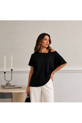 Hira Clothing Casual Luxury Minimal Style Rahat Kesim Asimetrik\Kayık Yaka Te...