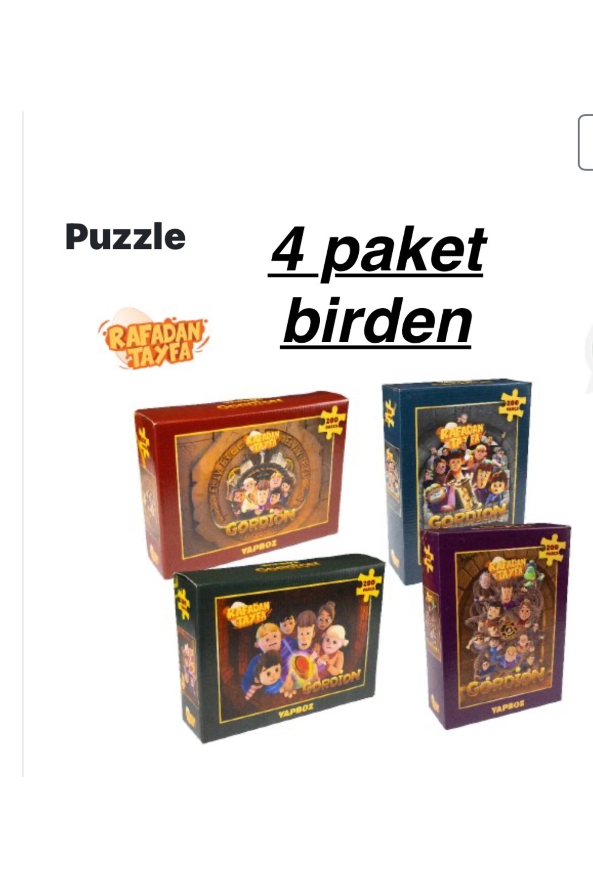 TRT Yayınları Rafadan tayfa Gordıon Puzzle Yapboz 200 parça 4 lü