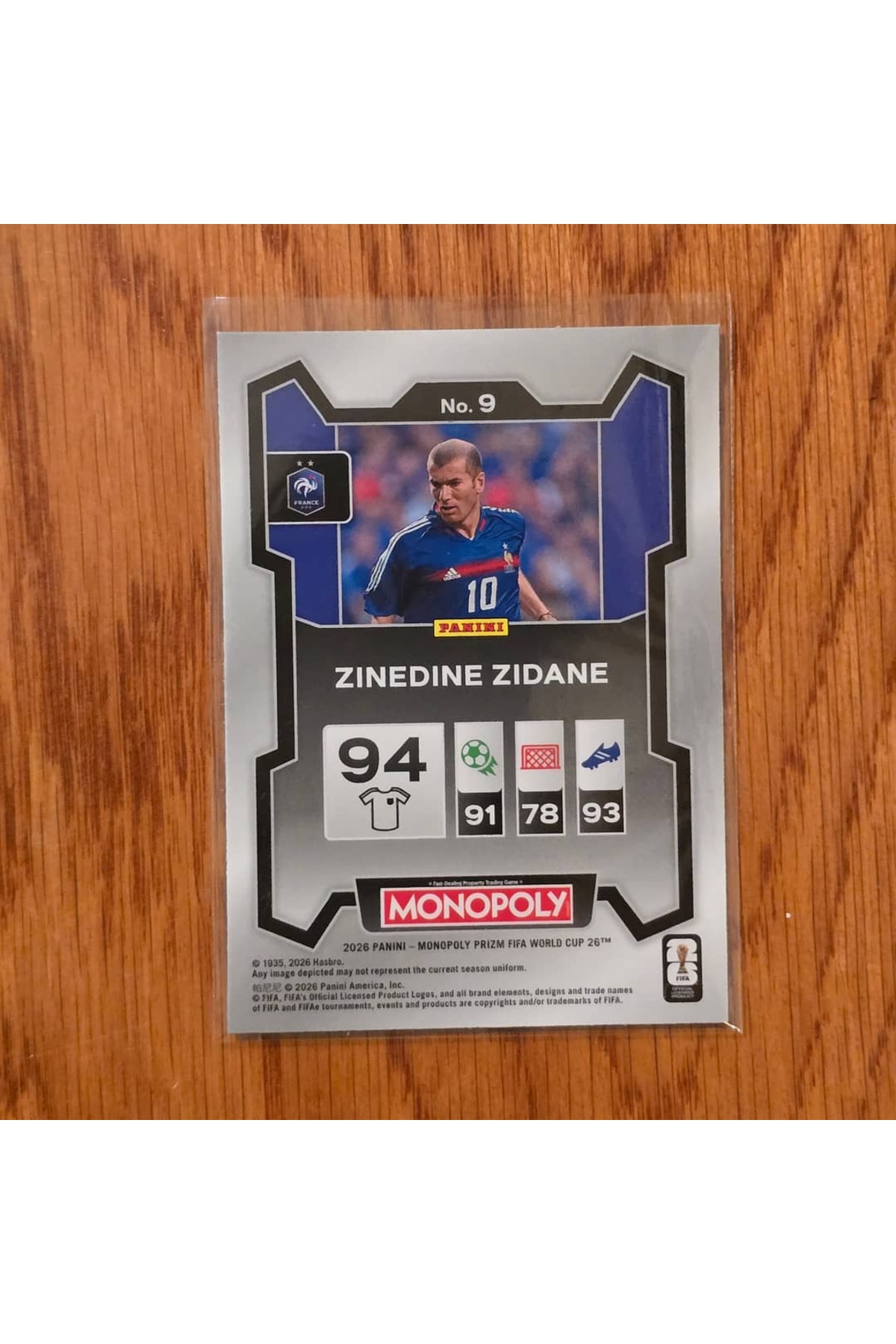 Panini Prizm Monopoly Zinedine Zidane No. 9 Lisanlı Oyun Kartları
