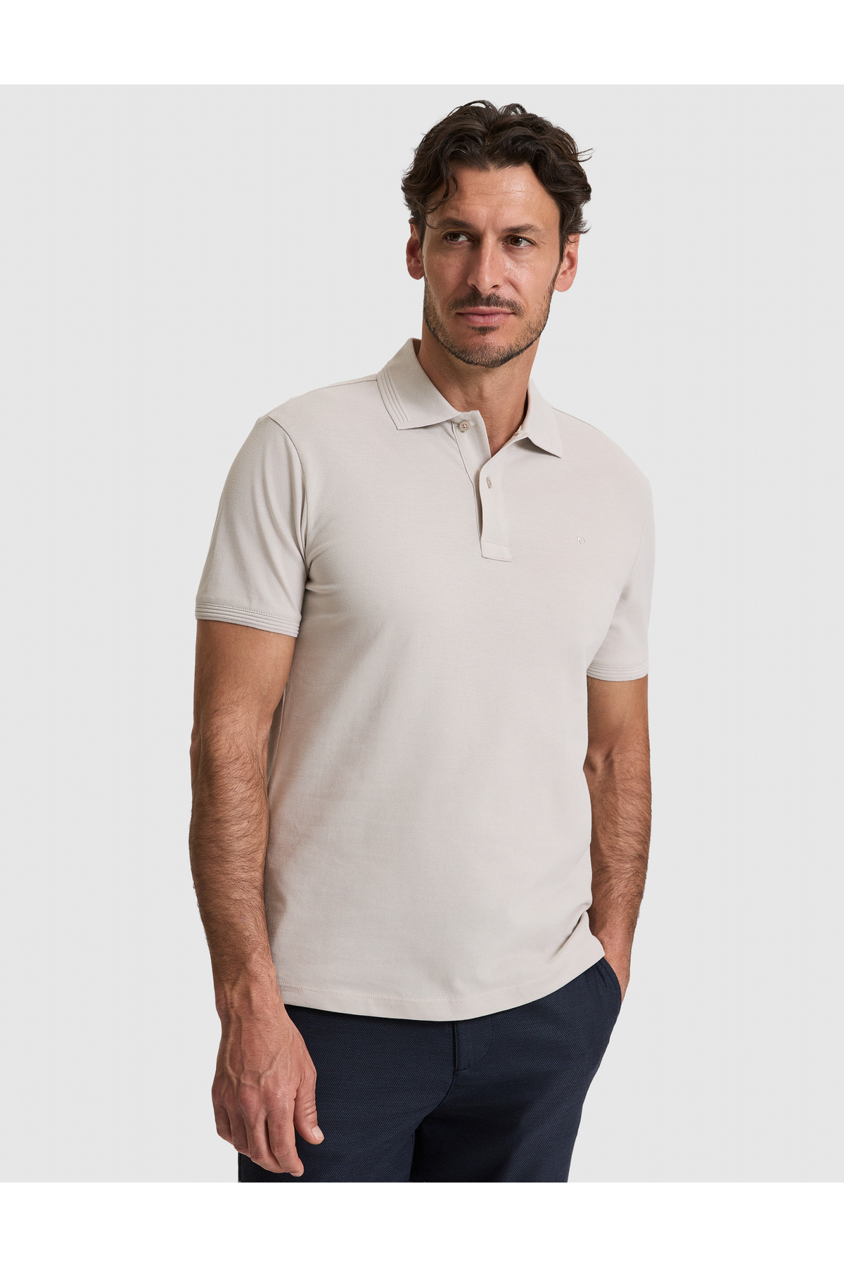 تی شرت یقه گرد دکمه دار طرح Stone Slim Fit، جنس 100% پنبه، کد 50321128-VR049 پیر کاردین پولوشرت Pierre Cardin