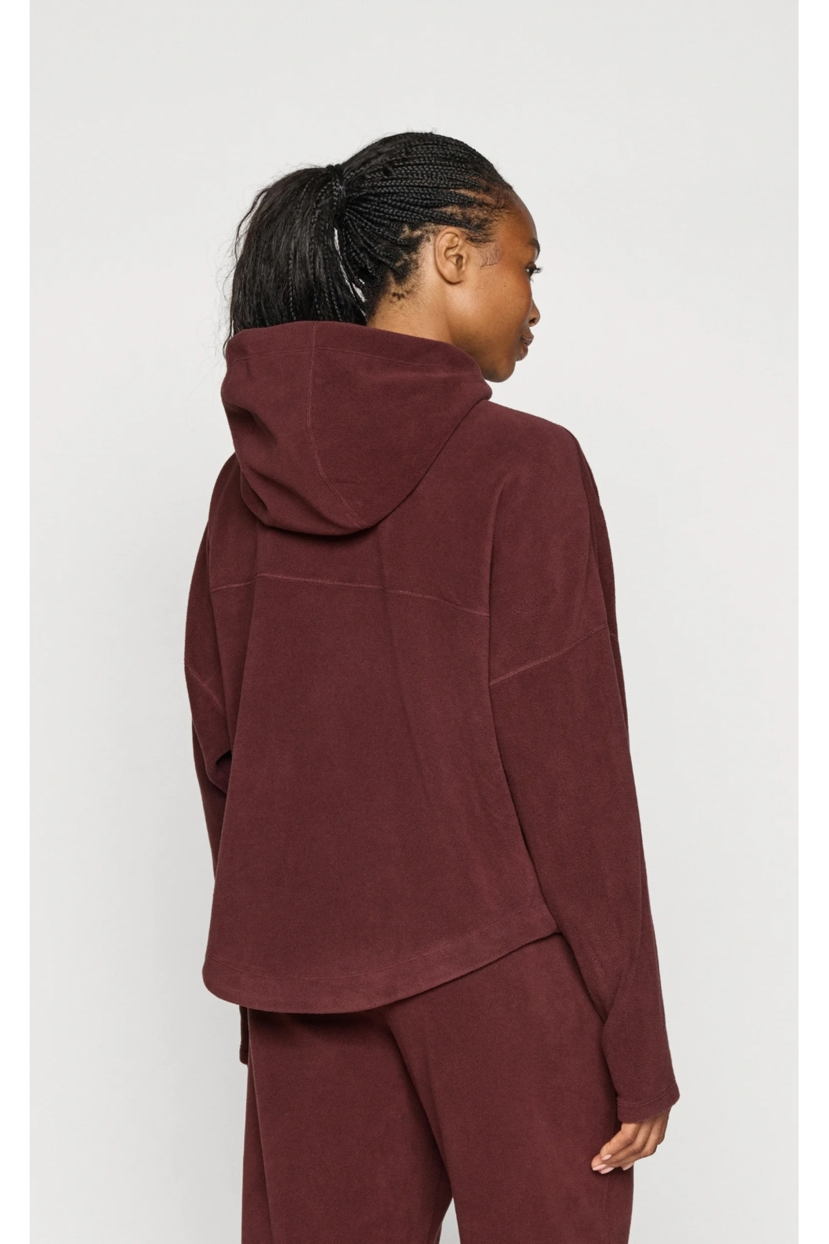 Nike One Therma-Fit Full-Zip Top Polar Kadın Bordo Sweatshirt görsel 4