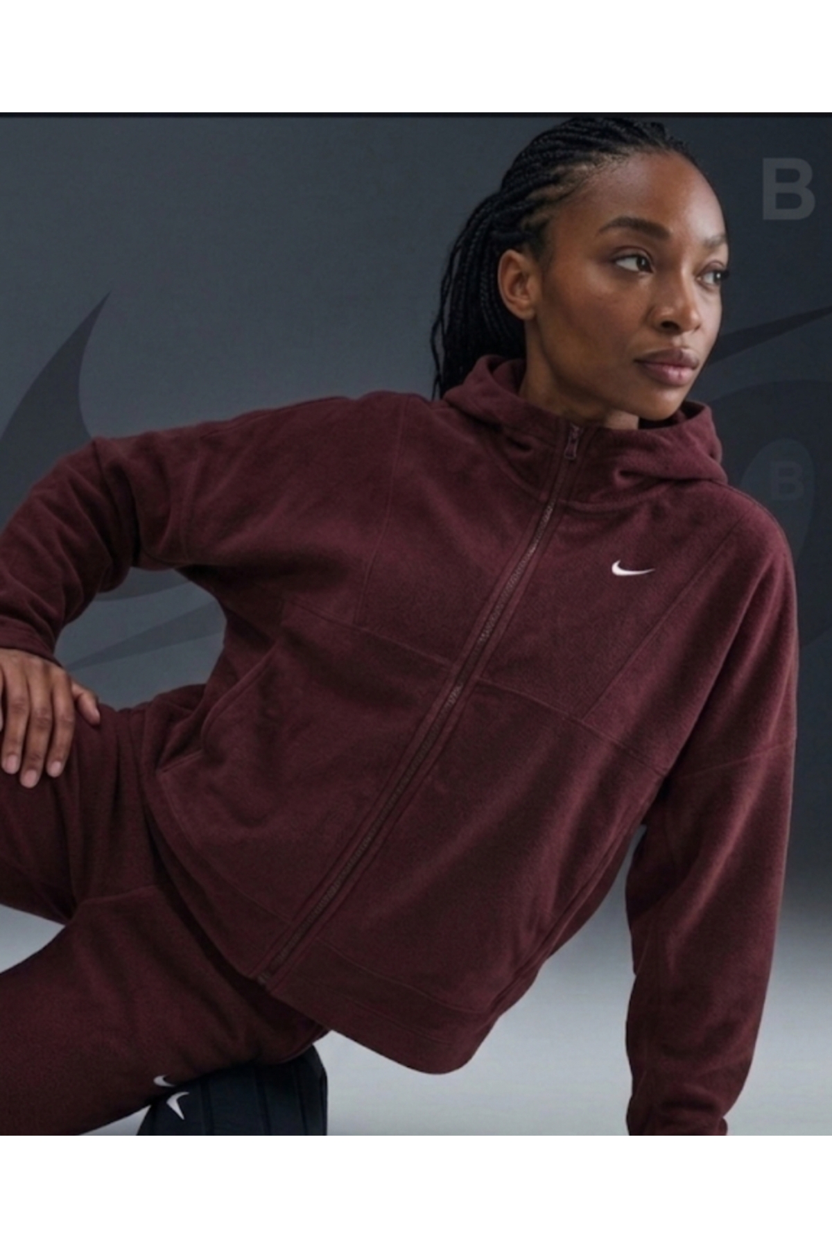 Nike One Therma-Fit Full-Zip Top Polar Kadın Bordo Sweatshirt