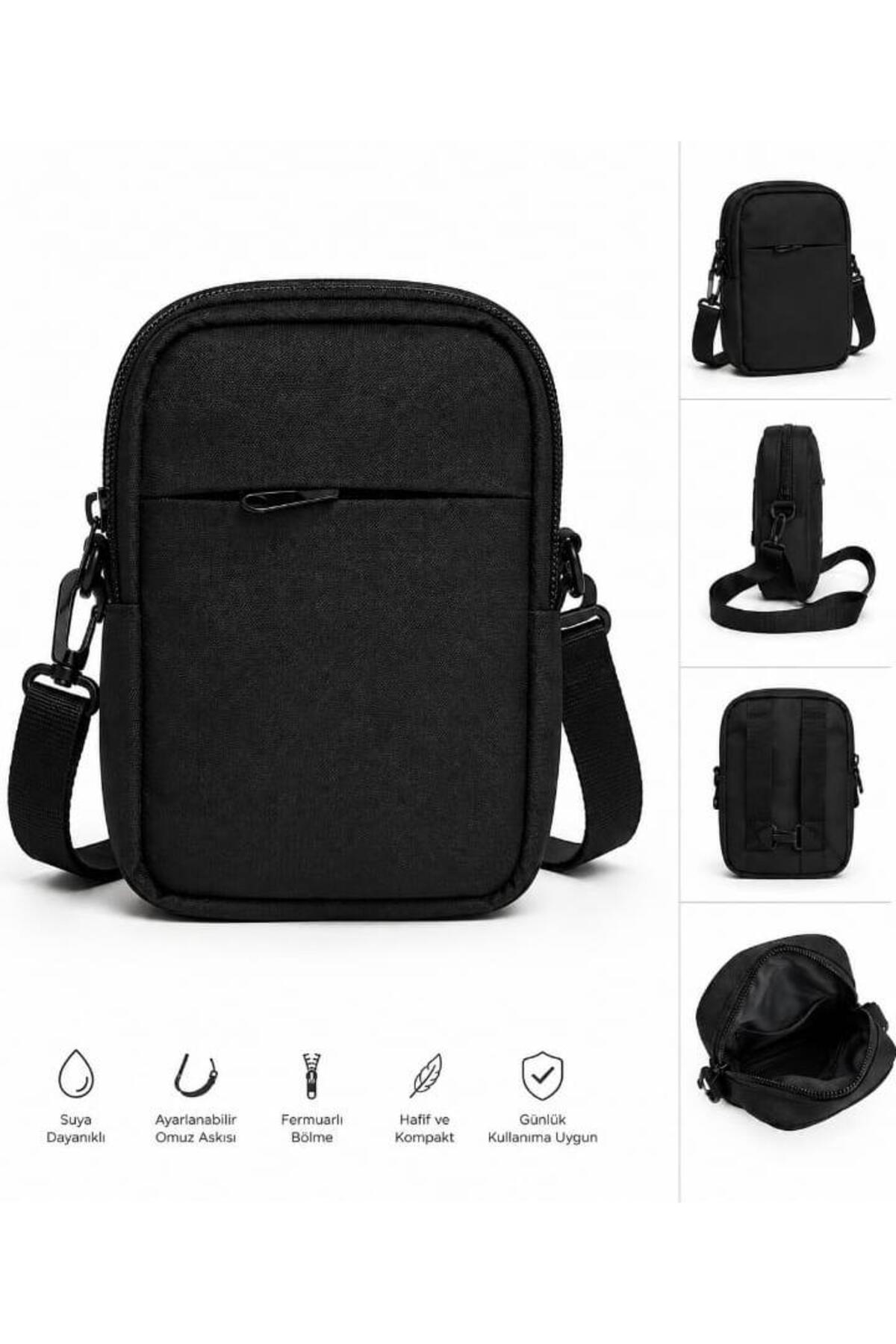 Sofia Erkek Unisex Askılı Crossbag body Siyah Bel Çantası görsel 2