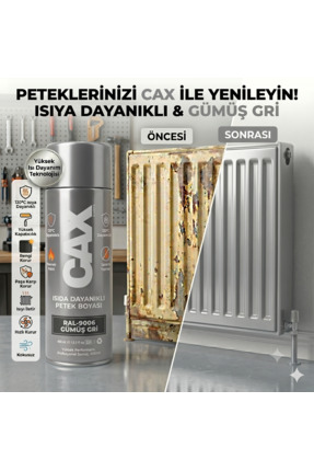 caxcolors CAX Isıya Dayanıklı Kalorifer Petek Sprey Boyası 400 ml Sararma Yap...