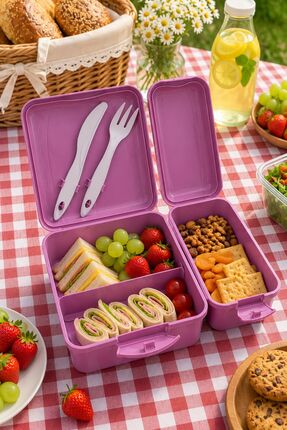 BuradaBuldun Titiz Takeaway Beslenme Kabı Seti Bölmeli Lunch Box Çatal Bıçak ...